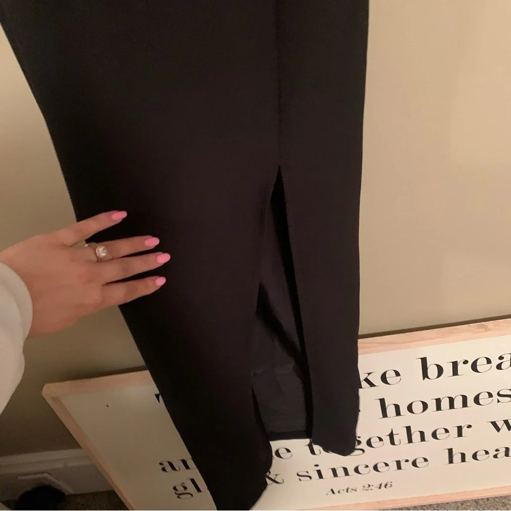 Abercrombie & Fitch Black Midi Dress with Side Slit - Picture 4 of 8